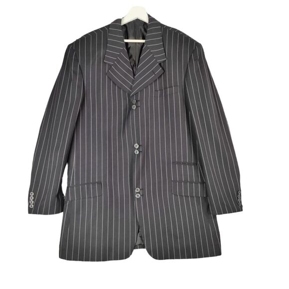 STACY ADAMS Sports Coat Blazer Mens Size 44Long Pinstrip Structured Vents Luxe‎ - Picture 1 of 12